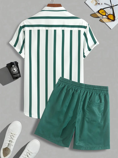 Men's Summer Striped Shirt & Shorts Set