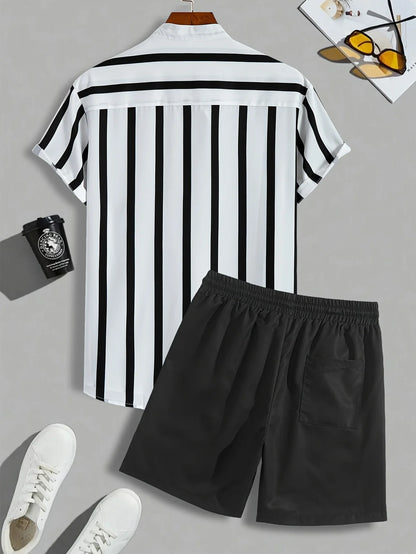 Men's Summer Striped Shirt & Shorts Set