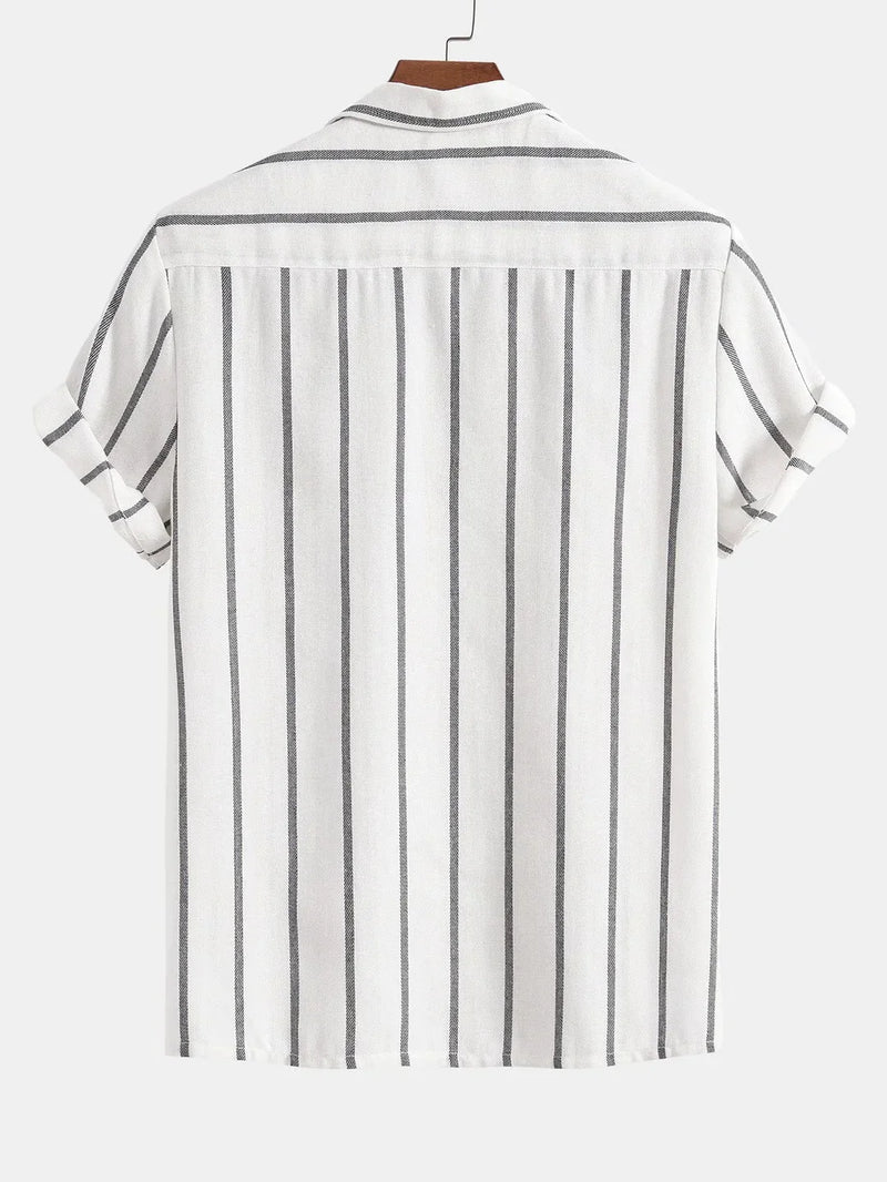 Men’s Striped Cuban Shirt & Shorts Set