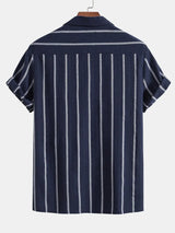 Men’s Striped Cuban Shirt & Shorts Set