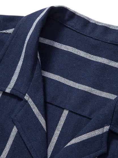 Men’s Striped Cuban Shirt & Shorts Set