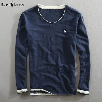 Premium Long-Sleeve V-Neck Shirt